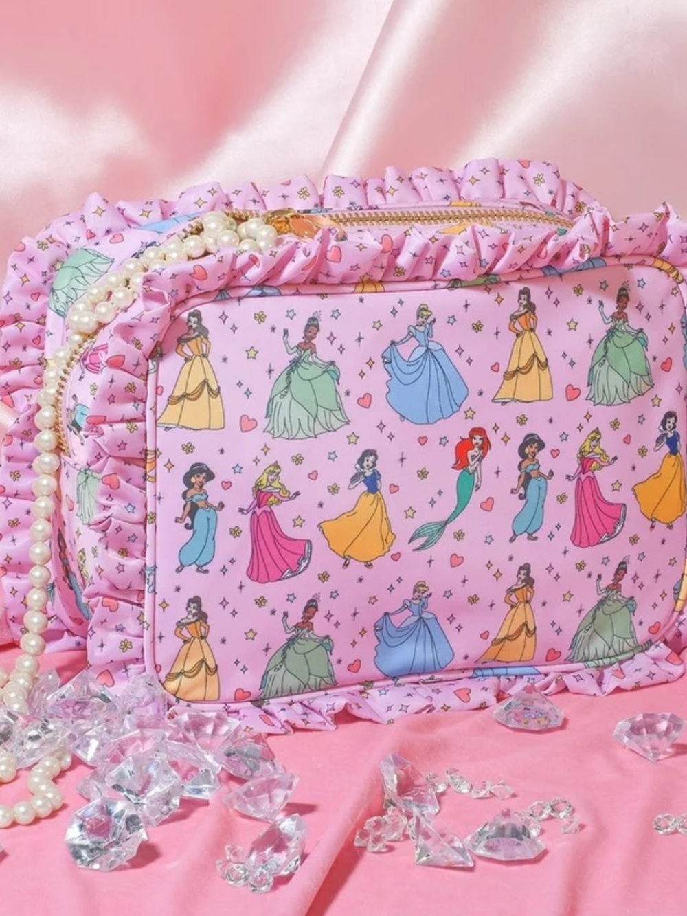 Stoney Clover Large Pink Princess Print Cosmetic Bag